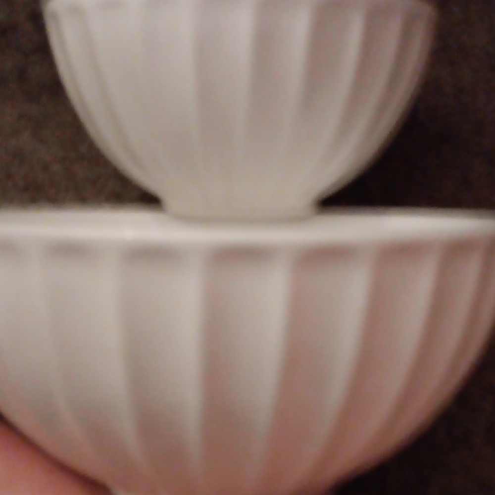 White Ribbed Ceramic Bowls